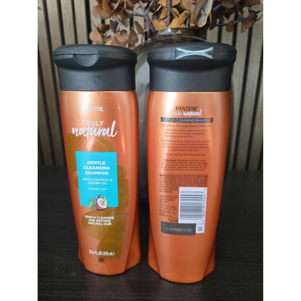 2 Pack Pantene Truly Natural Gentle Cleaning Shampoo  12.6 OZ Coconut Jojoba